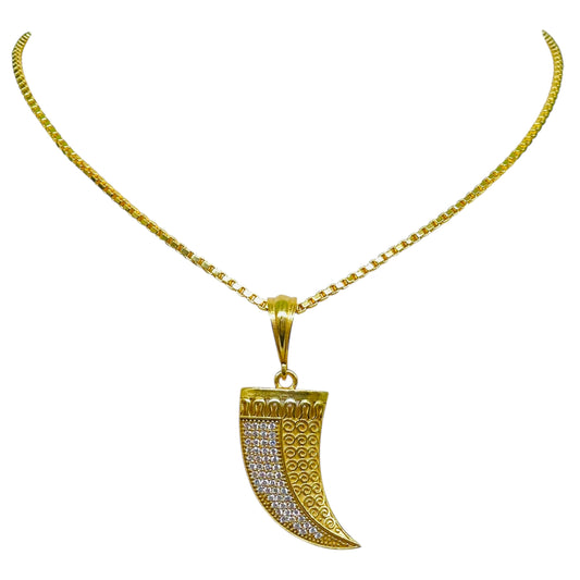 Gold Fang Pendant Necklace – Iced Out Hip-Hop Claw Design