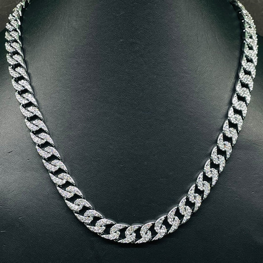 Iced Out Silver Cuban Link Chain – Premium Bling Necklace