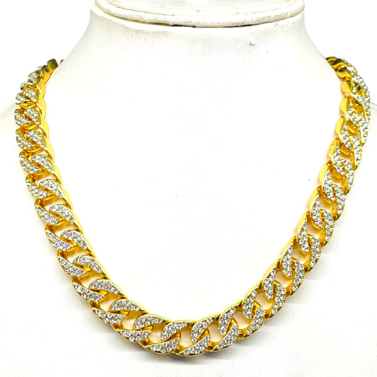 Iced out Top Arrow Pendant with Chain Hip Hop Luxe Set Yellow Gold Polish