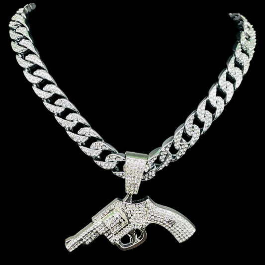 Iced out Revolver Pendant with Chain Hip Hop Luxe Set