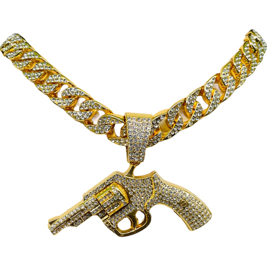 Iced out Revolver Pendant with Chain Hip Hop Luxe Set