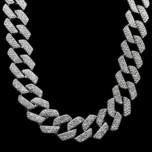 Iced out 17mm Luxe Cuban Chain Hip Hop 21 Inches White Gold Polish