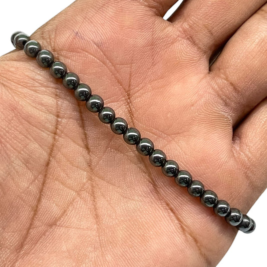 Natural Hematite Bracelet 4mm | Adjustable Beaded Healing Energy Bracelet for Men & Women