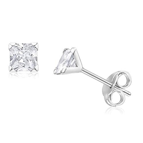 1 Pair Princess Cut Cubic Zirconia Stud Earring – Bold & Brilliant