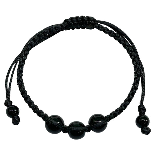 Handmade Black Onyx Bracelet – 8mm Beads | Adjustable Macrame Unisex Jewelry