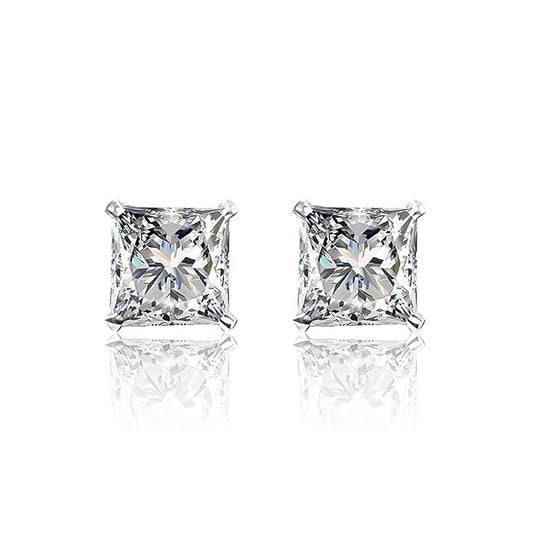 1 Pair Princess Cut Cubic Zirconia Stud Earring – Bold & Brilliant