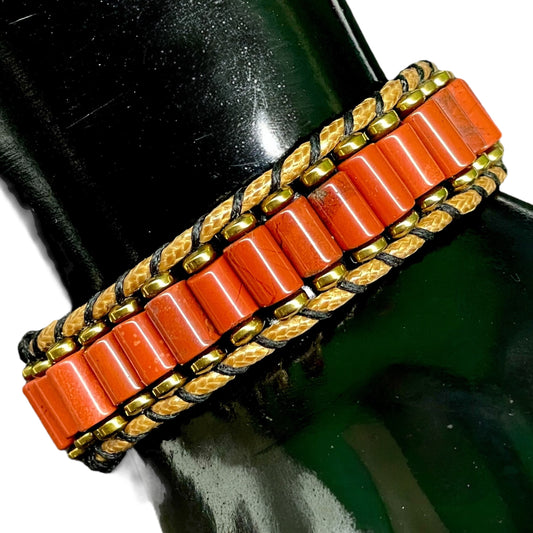 Handmade Red Jasper Bracelet – 7.5 Inch | Natural Gemstone Jewelry for Men & Women