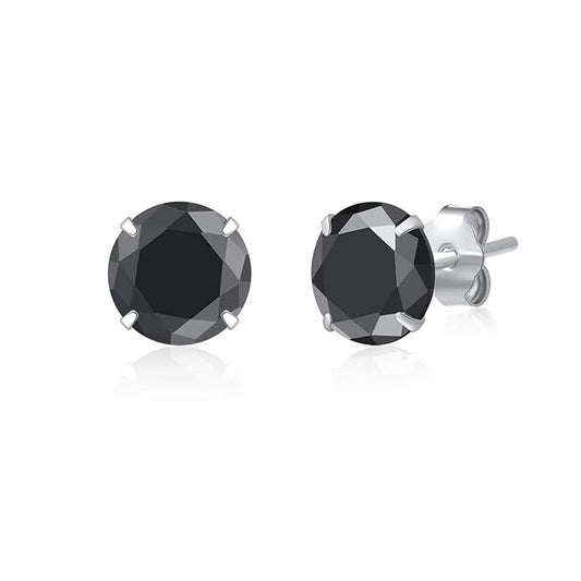 Classic Black Onyx Stud Earrings – Sterling Silver Setting