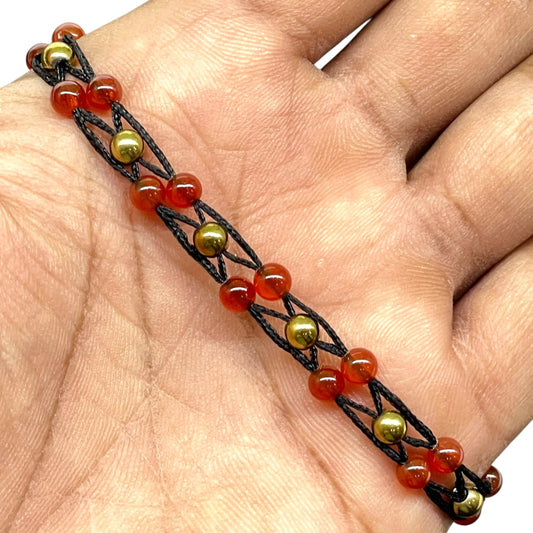 Handmade Red Onyx Bracelet – 7.5" | 4mm Natural Gemstone Beads in Boho Style Jewelry