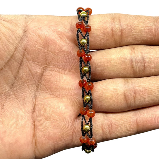 Handmade Red Onyx Bracelet – 7.5" | 4mm Natural Gemstone Beads in Boho Style Jewelry