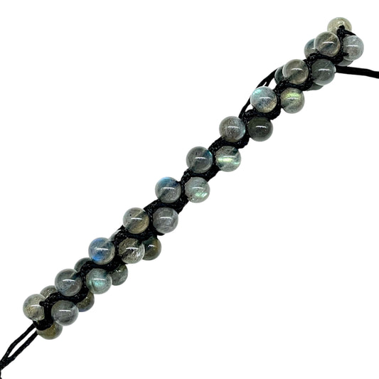 Handmade Labradorite Bracelet – 7.5" | 5mm Natural Gemstone Beads in Adjustable Macrame Design