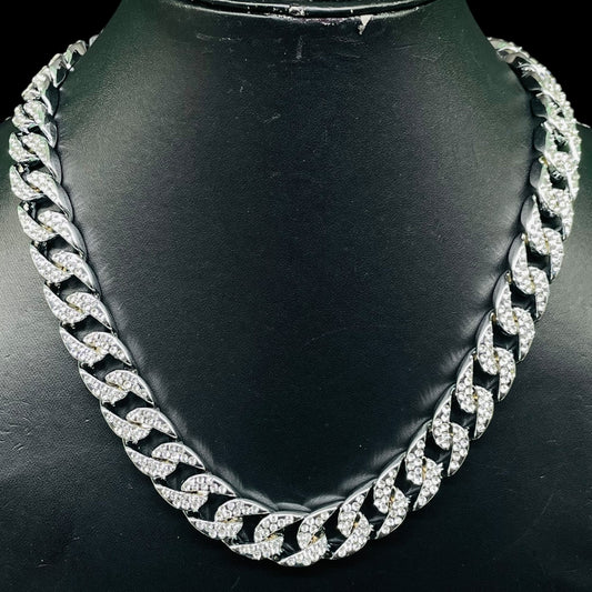 Iced Out “2PAC” Gun Pendant Necklace – Silver Cuban Chain