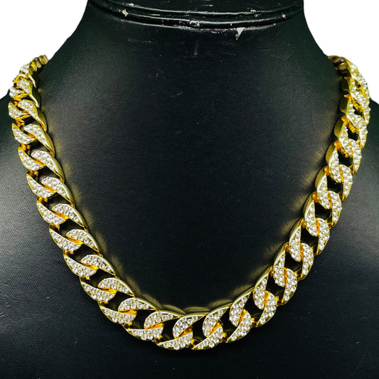 Iced Out “2PAC” Gun Pendant Necklace – Gold Cuban Chain