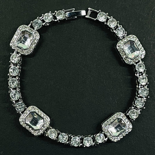 Royal Radiance Emerald-Cut Crystal Tennis Bracelet