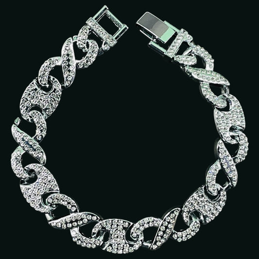 Iced Out Silver Cuban Link Bracelet – Premium Bling Chain for Men & Women
