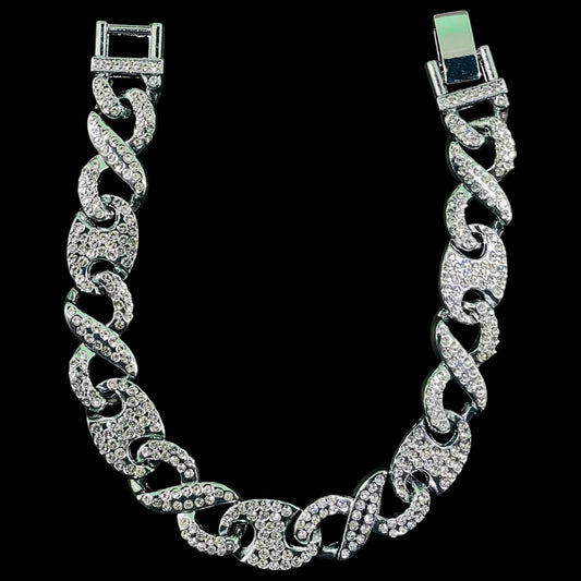 Iced Out Silver Cuban Link Bracelet – Premium Bling Chain for Men & Women