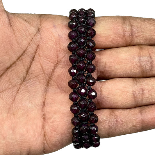 Handmade 5mm Natural Garnet Beads Bracelet – Adjustable Macrame Unisex Jewelry