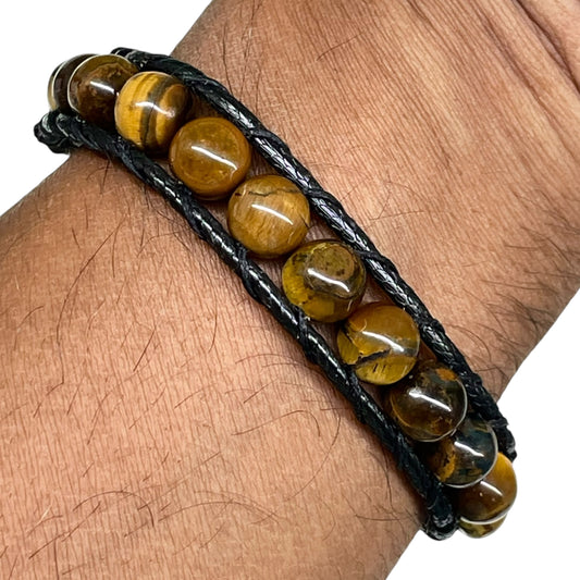 Handmade 8.5mm Tiger Eye Bracelet – Natural Stone of Courage & Protection