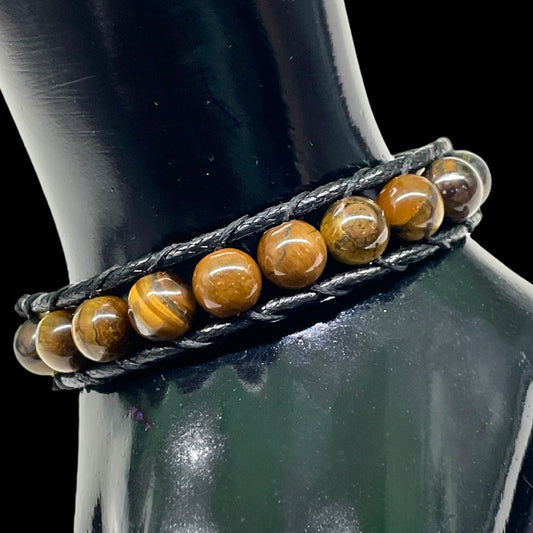 Handmade 8.5mm Tiger Eye Bracelet – Natural Stone of Courage & Protection