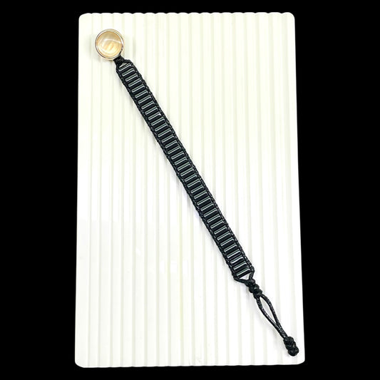 Handmade Black Hematite Bracelet – 8mm Beads, Adjustable Macrame, Unisex Healing Jewelry