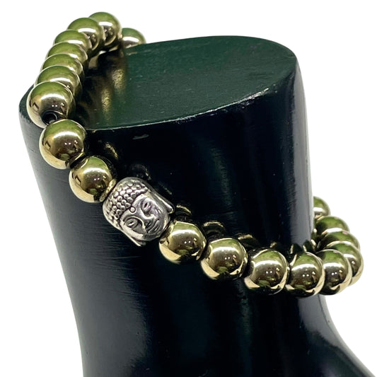 Handmade 8mm Golden Hematite Buddha Bracelet – Healing Energy & Style
