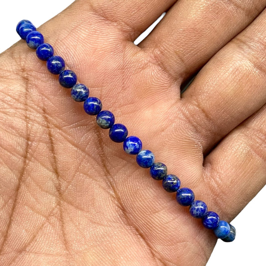 Natural Lapis Lazuli Bracelet – 4.5mm Round Beads | Adjustable Macrame Unisex Jewelry