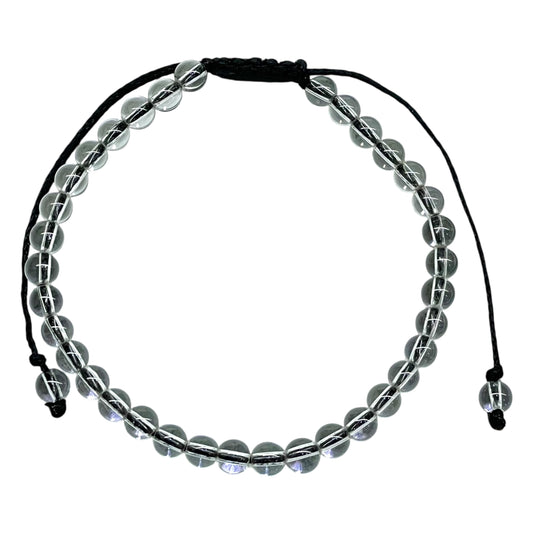 Handmade White Quartz Bracelet – 4mm Beads | Adjustable Boho Unisex Jewelry