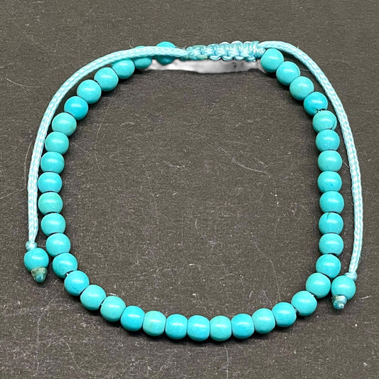 Handmade Turquoise Bracelet – 4mm Beads | Adjustable Boho Unisex Jewelry