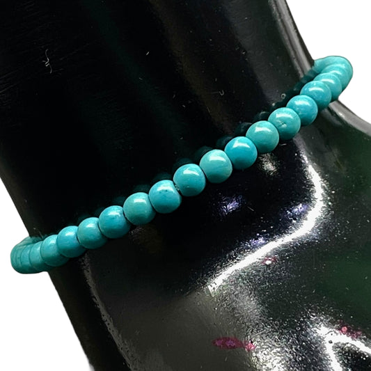 Handmade Turquoise Bracelet – 4mm Beads | Adjustable Boho Unisex Jewelry