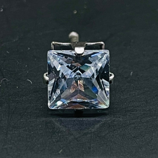 Princess-Cut Solitaire Stud Earring – Sterling Silver