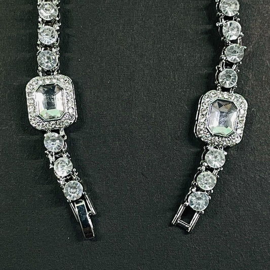 Royal Radiance Emerald-Cut Crystal Tennis Bracelet