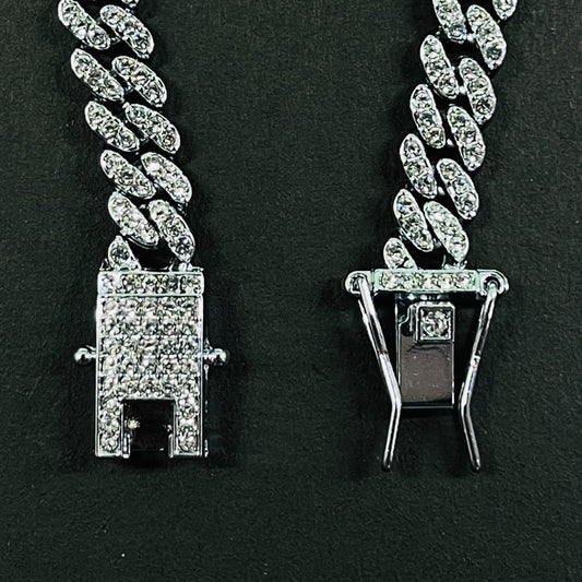 Iced Out Silver Micro Cuban Link Bracelet – Sleek Diamond-Cut Bling Chain