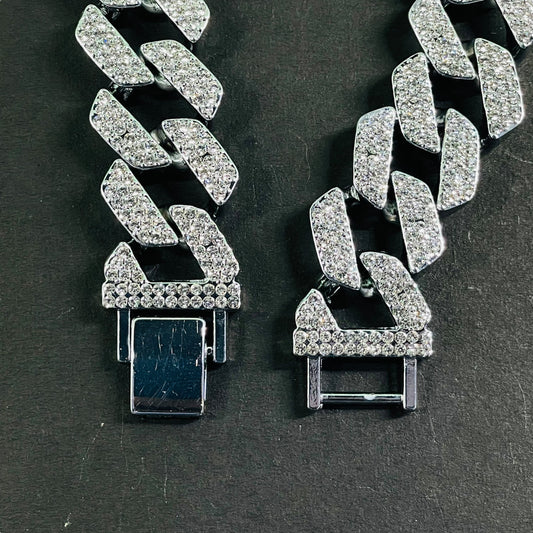 Iced Out Silver Cuban Link Bracelet – Luxury Diamond Shine