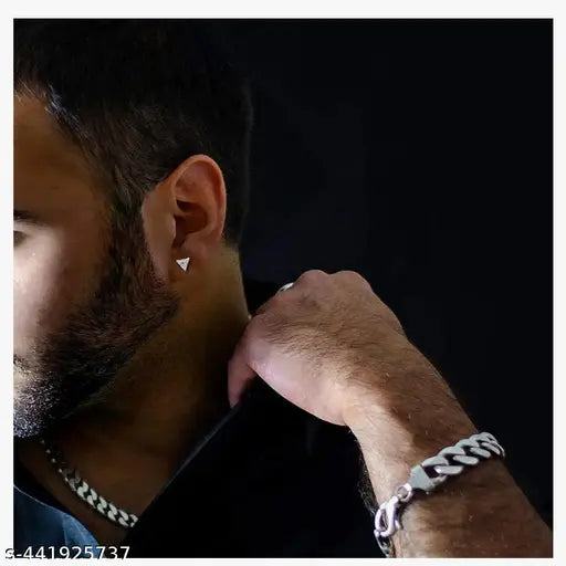 Trillion-Cut Radiant Stud Earring – Sterling Silver